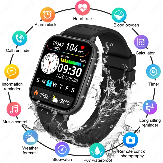 LIGE montre intelligente 1.83 "HD Bluetooth Smartwatch appels sans fil hommes femmes montres intelligentes Fitness Bracelet montre personnalisée visage 2025 nouveau 1