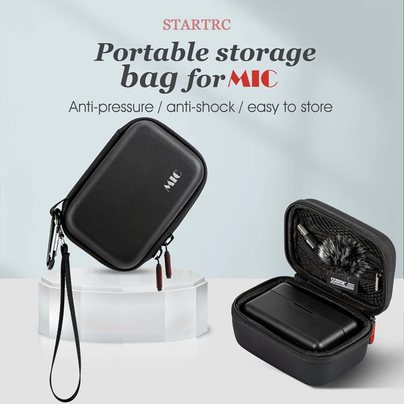 For DJI MIC Microphone Storage Bag PU Waterproof Portable Handbag