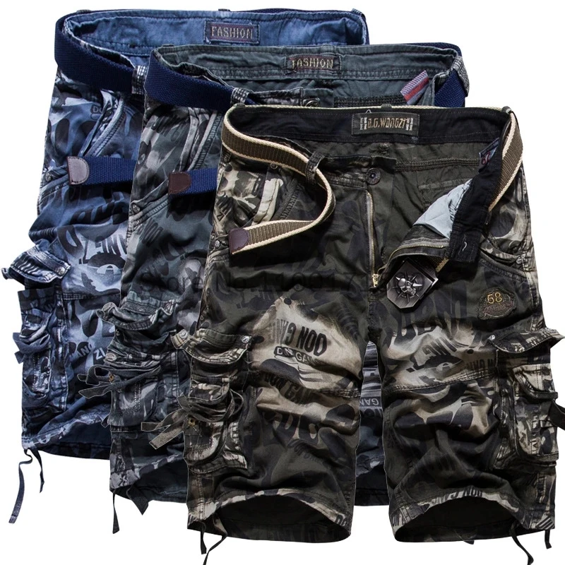 Nowe luźne spodnie z wieloma kieszeniami męskie spodenki kamuflaż militarne-wysokiej jakości-modne męskie spodenki Aliexpres smonopol