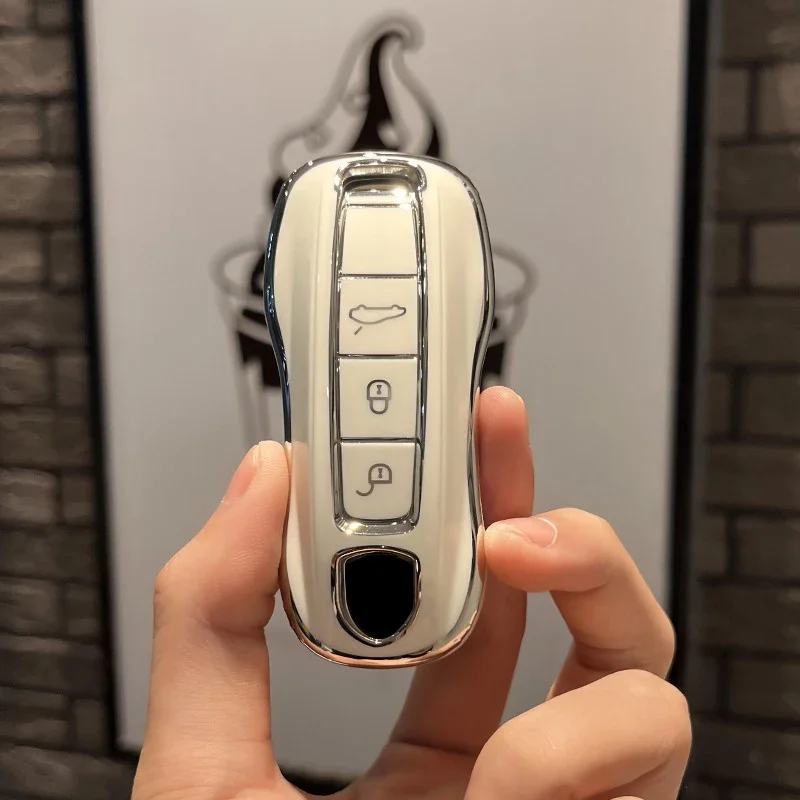 TPU Car Key Shell Case Cover Fob Holder For Porsche 718 Cayenne