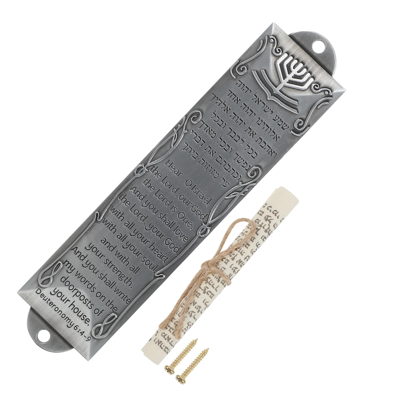 

Mezuzah Door Scroll Decor Metal Jewish Case Alloy Religious Judaica Hebrew Blessing Mezuza House Holy Plaque Retro Ornament