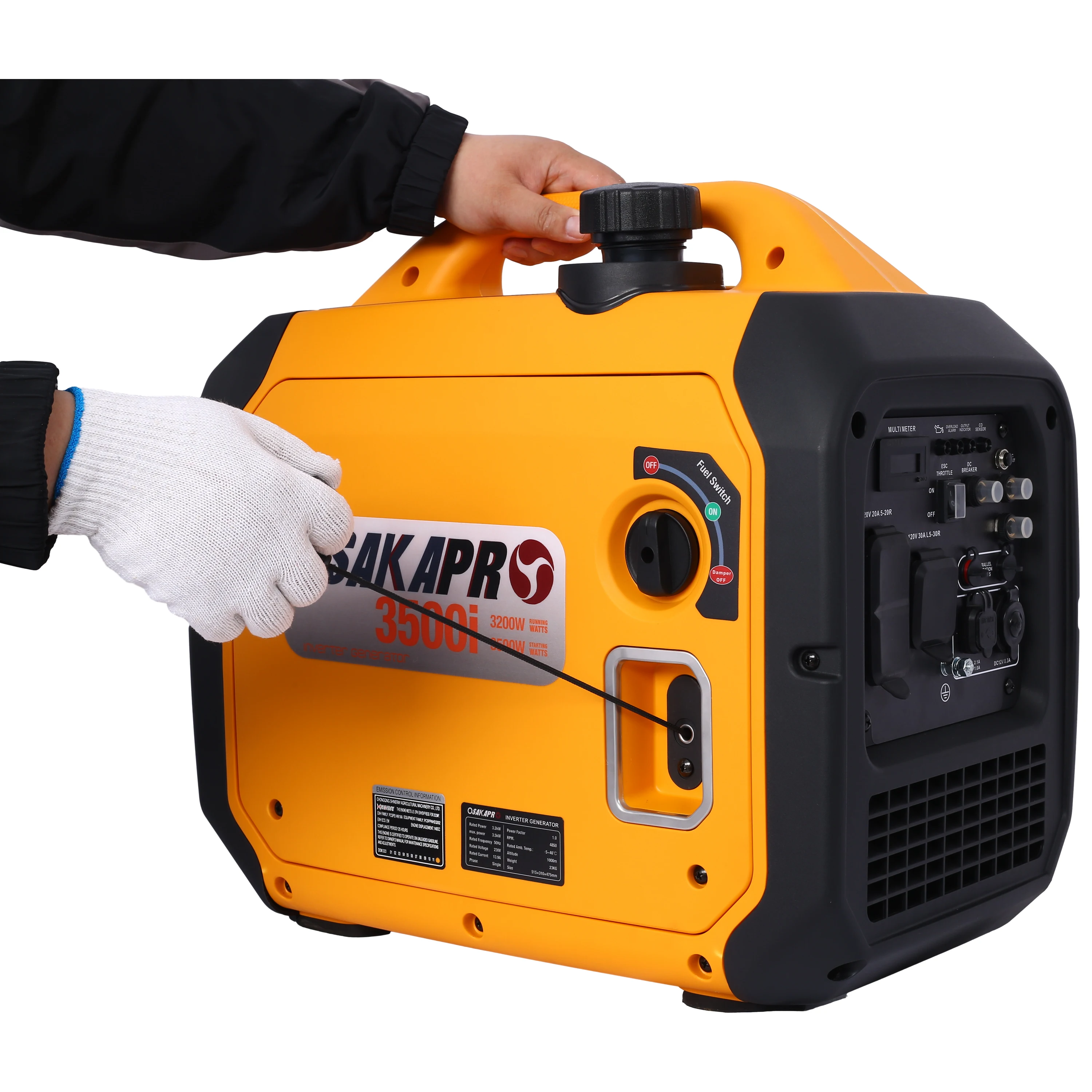3500 Watt Portable Inverter Generator Gas Powered, EPA Compliant with CO SENSOR, Compact and Lightweight for Home Backup Power,