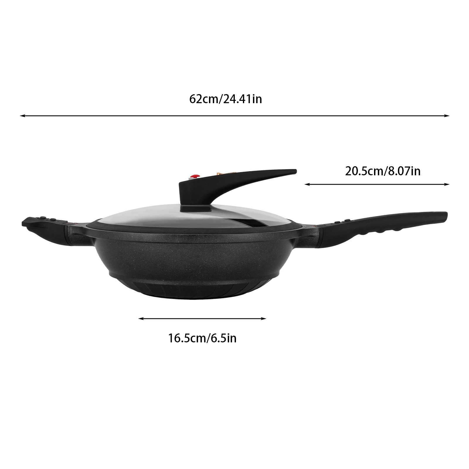 32cm Multi Functional Micro Pressure Non Stick Pan Double Ear Frying Pan Large Frying-Black