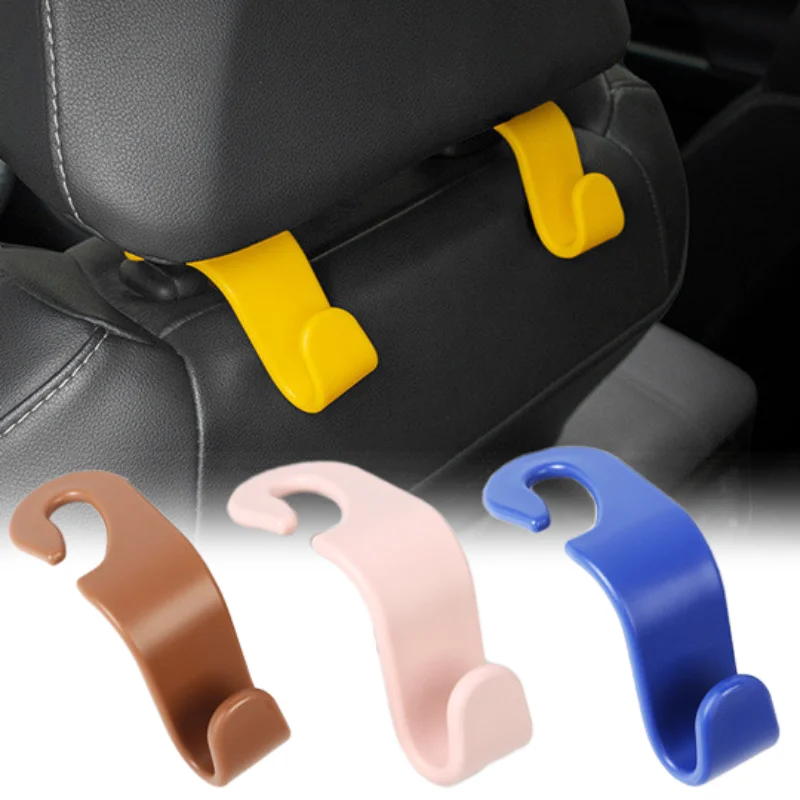 

2pcs Colorful Car Hooks Seat Back Hanging Holder 20kg Bearing Car Hanger Clip Interior Organizers HandBag Storage Hook