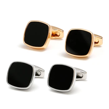 Cufflinks for Men 2023 TOMYE XK23010 Classic Casual Black Golden Square Buttons Formal Dress Shirt Cuff Links Wedding Gifts