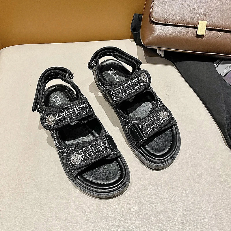 Luxury Woman Sandals Ladies Platform Shoes Designer Slides Outdoor Casual Beach Shoes Summer Non Slip Hook Loop Sandals Women