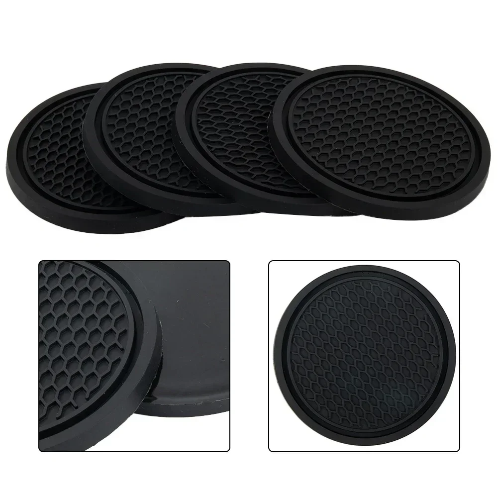 4x Car Cup Holder Anti-Slip Insert Coaster Mat Car Interior Accessories Black General Silicone Coasters Replacement Parts
