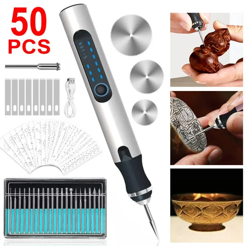 Electric Engraving Pen Electric Engraving Pen USB Rechargeable Cordless Engraving Machine DIY Rotary Engraver Jewelry Wood Glass Stone Carving