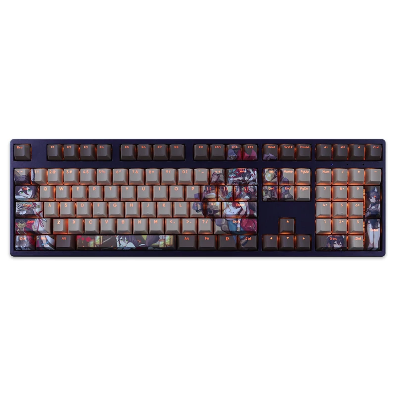 Pbt Dye Sub Backlit Keycap Anime Gaming Key Caps Honkai Star Rail Ting Yun Ansi 61 87 104 108 Chaves Set - Imagem 5