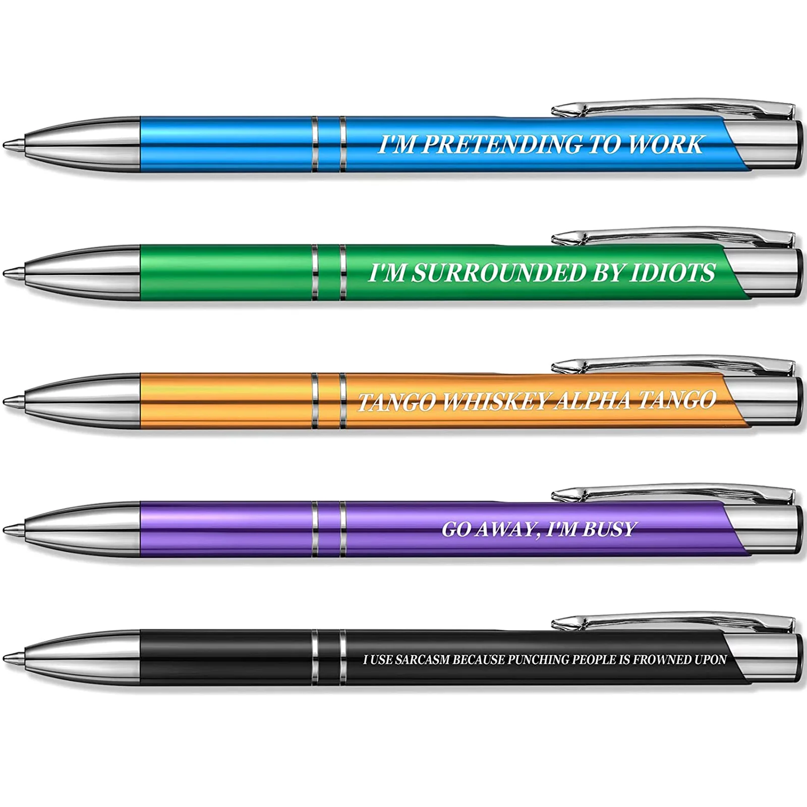 5PCS Funny Ballpoint Metal Pen Black Ink Pens Encouraging Stylus for Men  Women School Office Supplies - AliExpress