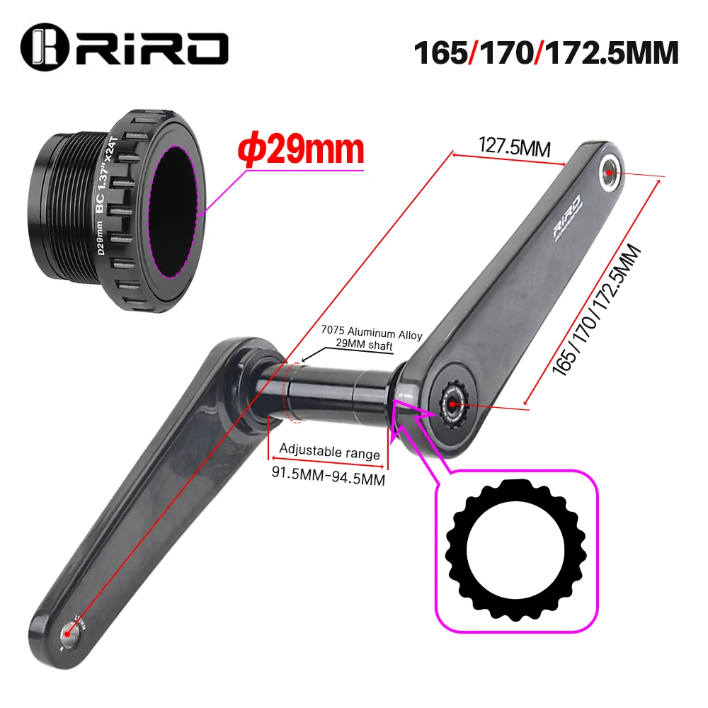 RIRO カーボンファイバーロード自転車クランクセット 165/170