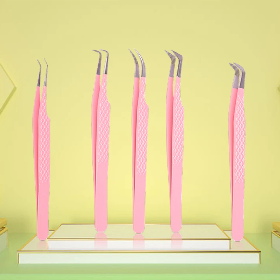 

Eyelash Extension Tweezers Makeup Tool Anti-static Straight Lash Tweezers Pink Stainless Steel Superhard Tweezer Eyebrow Tweezer