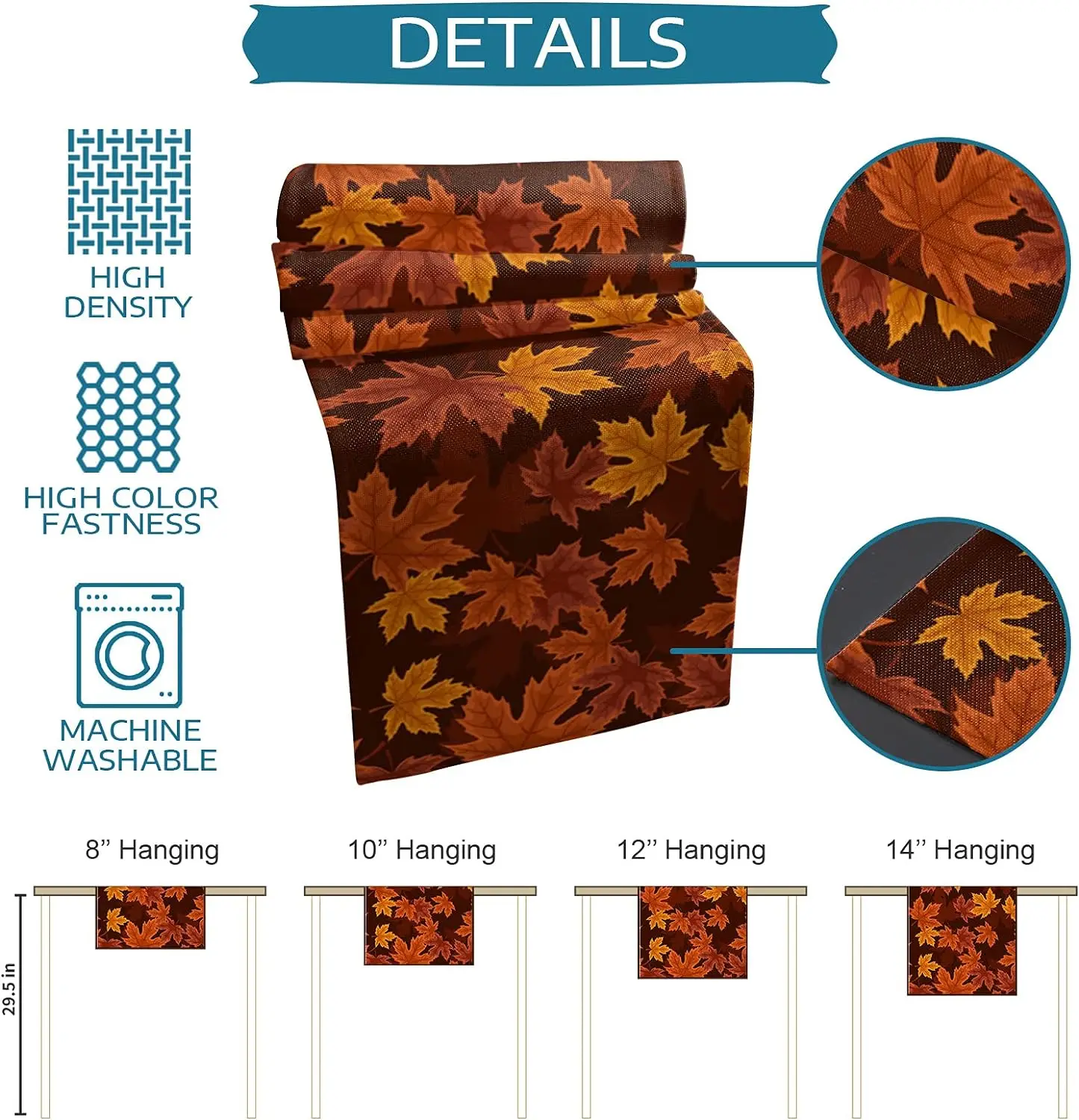 Fall Thanksgiving Maple Leaf Linen Table Runner Dresser Scarves Farmhouse Kitchen Dining Table Runners Wedding Party Decorations 6