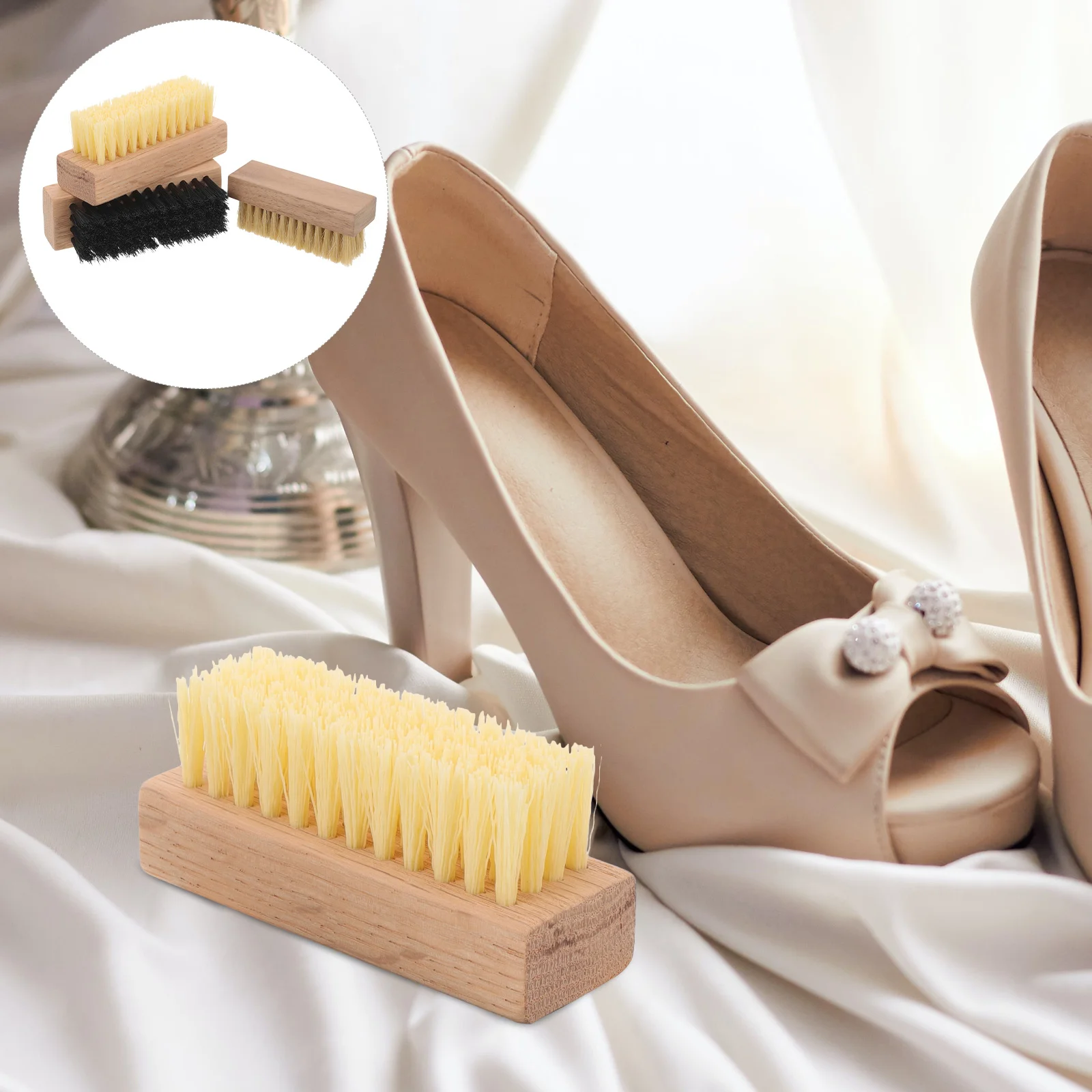 

3 Pcs Wooden Shoe Brush Scrubbing for Clean Cleaner Cleaning Pp Soft Bristles