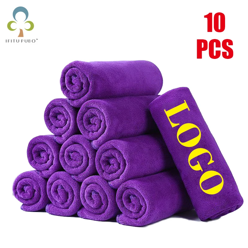Custom LOGO Towel 10PCS 30x30cm Free Laser Embossing Lettering Microfiber Beauty Salon BarberShop Gift Private Customization ZYF hair towel