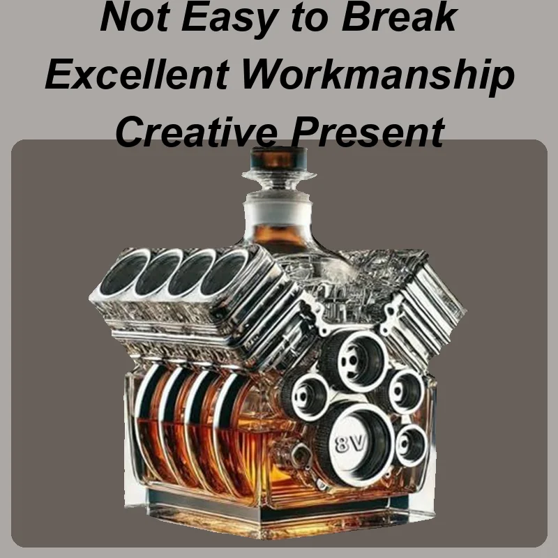 Bouteille De Whisky Moteur V8, Flacon Style Moteur V8, Décoration De Carafe à Vin Créative, Flacon En Verre Moteur Automobile Créatif Pour Décoration De Bar à Domicile, Pour Cadeau Pour Amateurs De