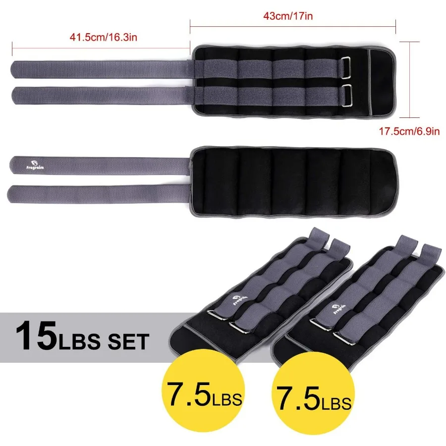 Ankle Weights for Women, Men and Kids -15Lbs Pair (7.5lb x 2) Strength Training Wrist/Leg/Arm Weight with Adjustable Strap for J