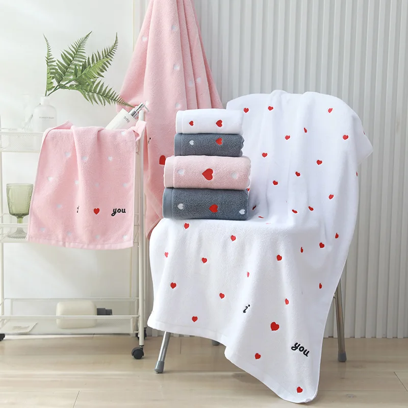 Love Embroidery Bathrooms Accessories For Home Garden Large Shower Bath Towels Beach Large and Thick Bath Towel Gym Spa Hotel 2