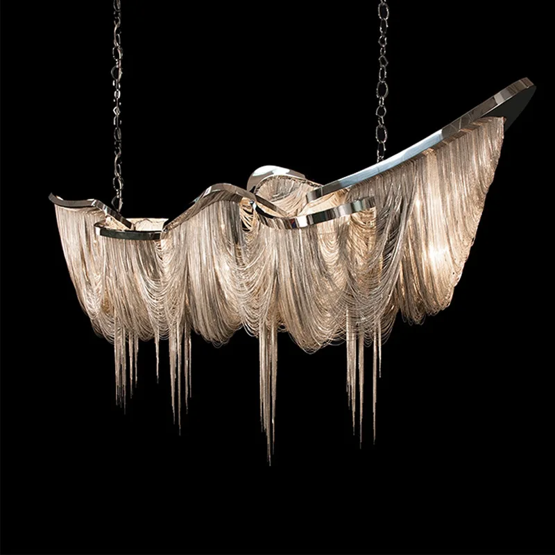 Chrome Gold Luxury Tassel LED Chandeliers Home Decor Hanging Lighting Living Dining Room Villa Luminaire Creative Pendant Lamp