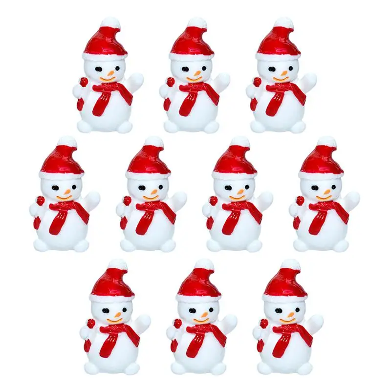 10pcs Small Resin Christmas Decoration Santa Claus Snowman Tree Micro Landscape Model DIY Garden Figurines Home Globe