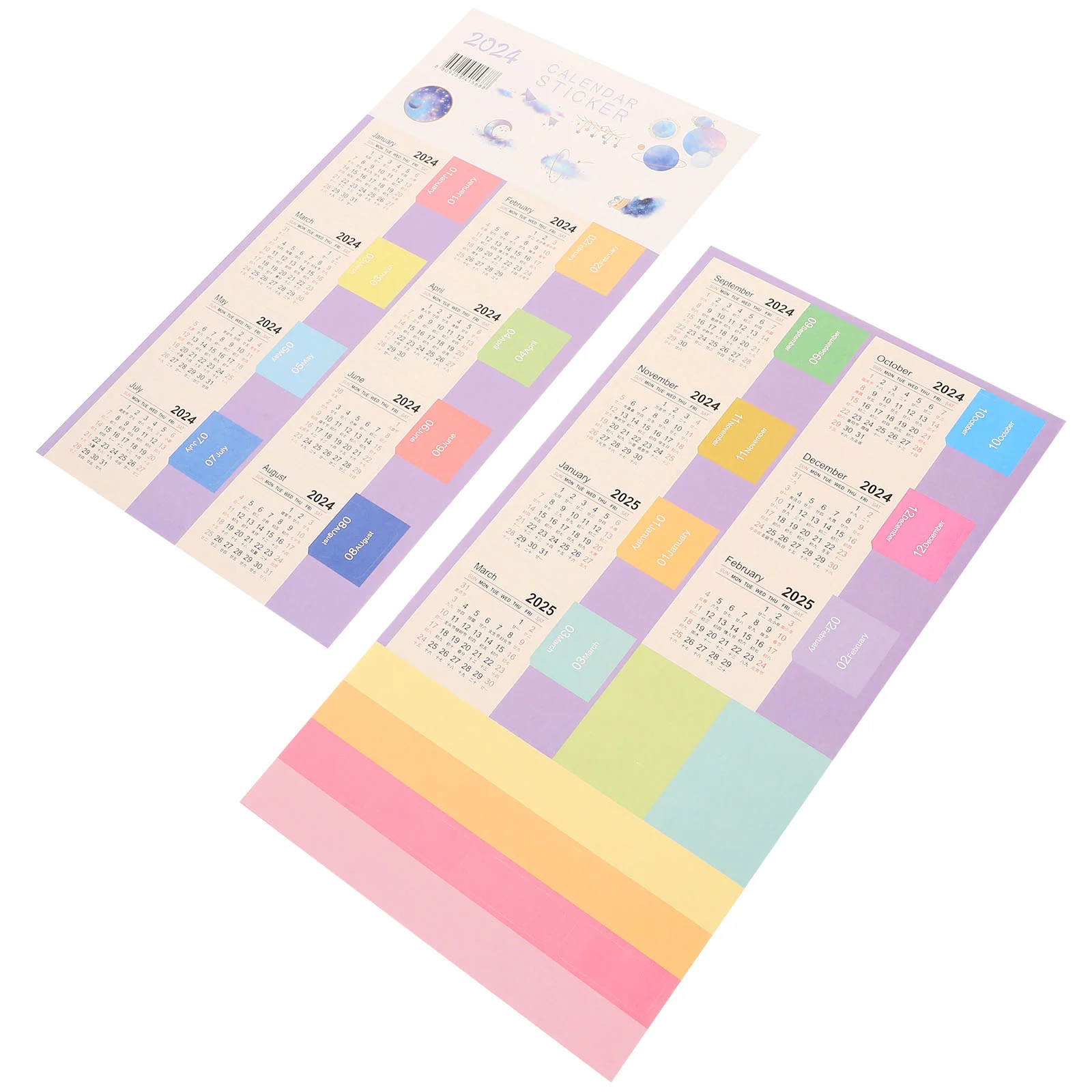 

10 Sets 2024 Full Year Calendar Index Label Sticker 4pcs/set Stickers School Book Tabs DIY Office Planner Multi-functional