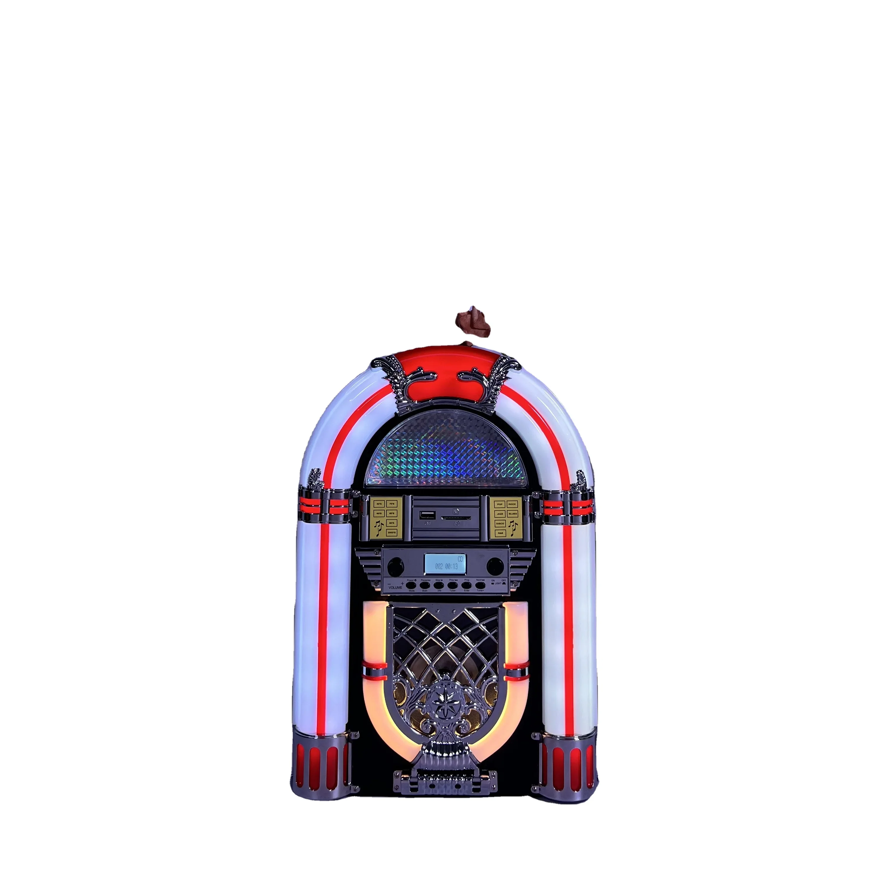 Latest model Small Tabletop Jukebox Retro Cd Player Usb,Sd,Mp3,Bt Functions