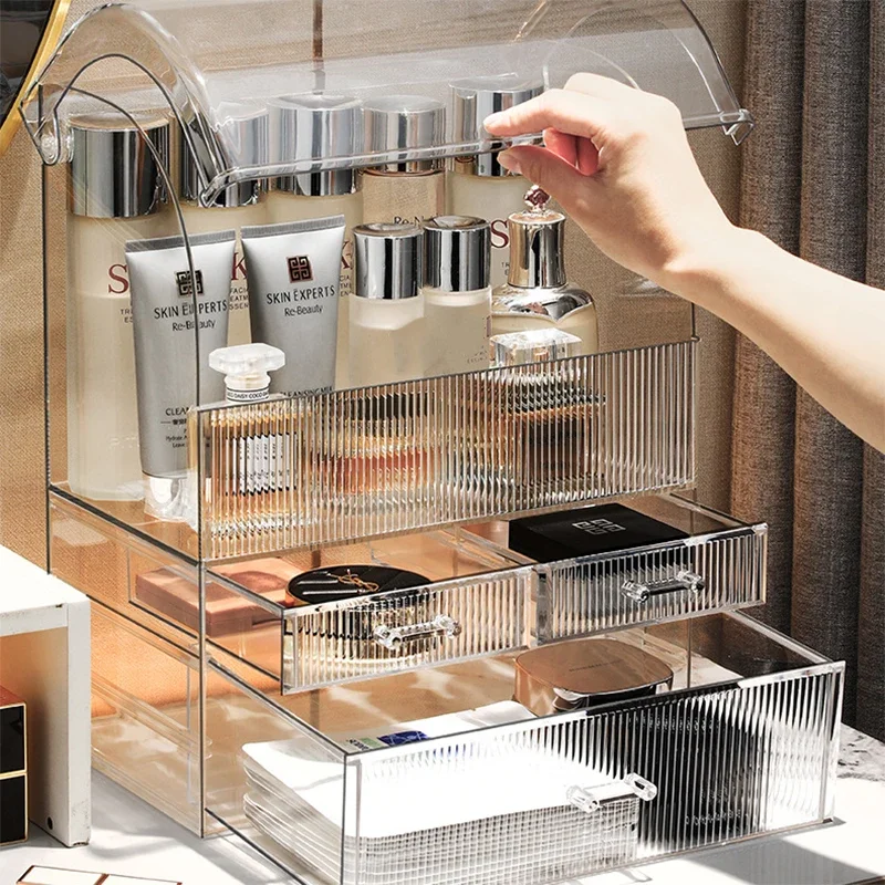 Drawer Type Skincare Organizer for Bathroom, Large Cosmetics Storage Box, Luxury Waterproof Divided Makeup Case 6