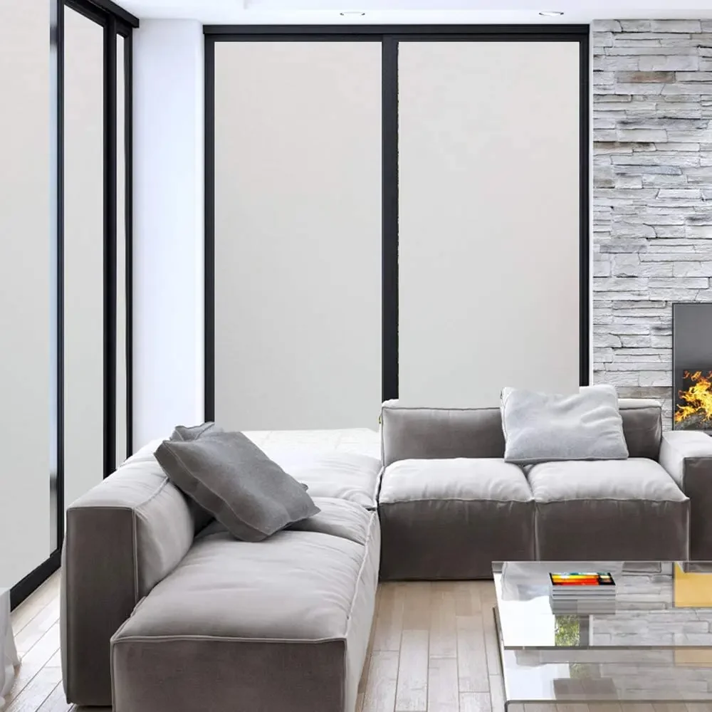 Window Privacy Film Etched Privacy Window Film Frosted Glass Vinyl Static Cling Non Adhesive Film Frosted Decal for Home Office