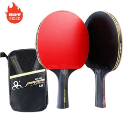 Professional Table Tennis Racket Set with High-Quality Blade and Carrying Bag (Long Handle)