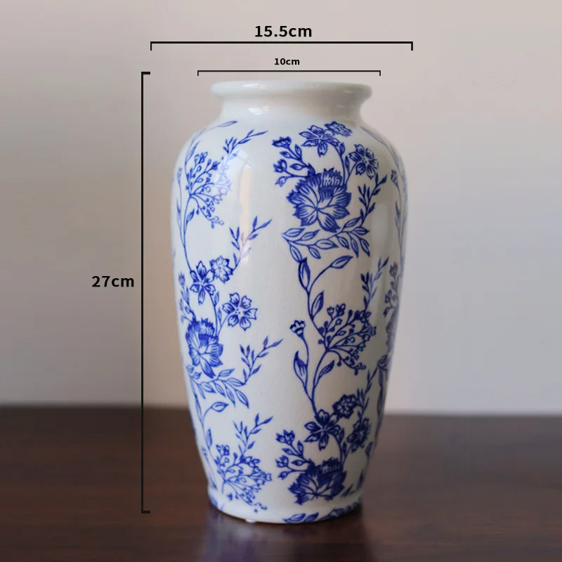 Blue and white porcelain vase Jingdezhen vase ceramic high-end ice crack hydroponic home flower vase set 5