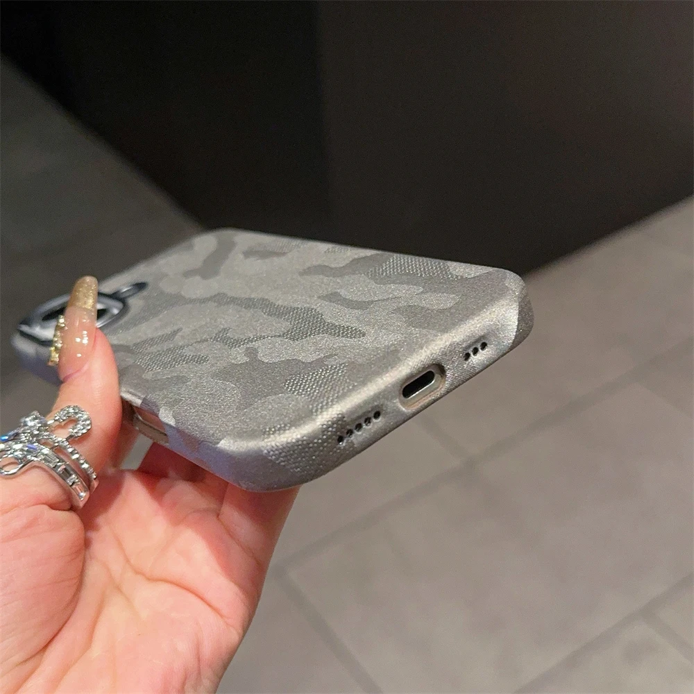 Camouflage Solid Color Bumper Phone Case with MagSafe and Wireless Charging Compatibility