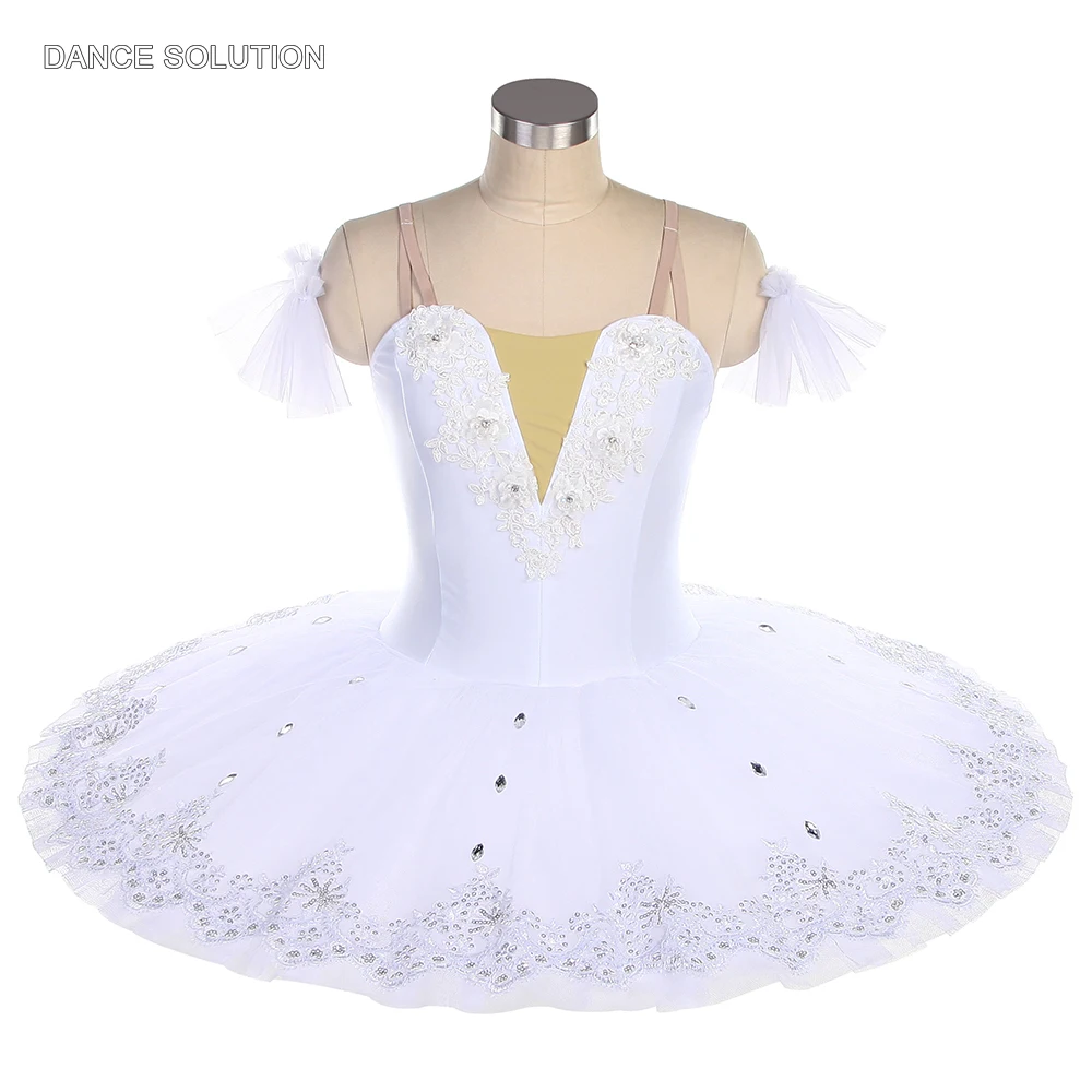 

Adult White Swan Lake Ballet Tutu Costume Spandex Bodice with Stiff Tulle Skirt Professional Ballet Outfit for Girls BLL048