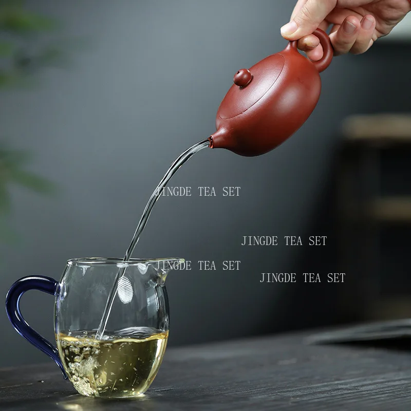 160ml Yixing Dahongpao Teapot Handmade Card Lid Flat Western Style Teapot Ball Hole Spout Teapot High End Household Tea Set