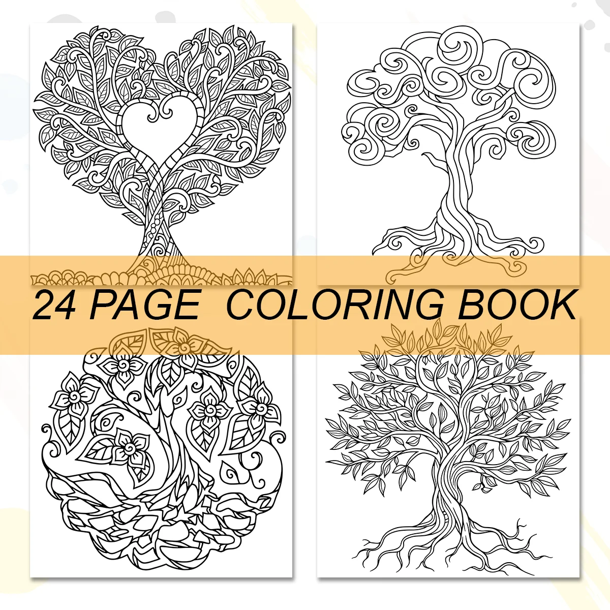 TREE MANDALA Coloring Book 24 Pages For Adults And Teens Mandala Art Theme Kill Time Graffiti Painting Drawing Gift 4