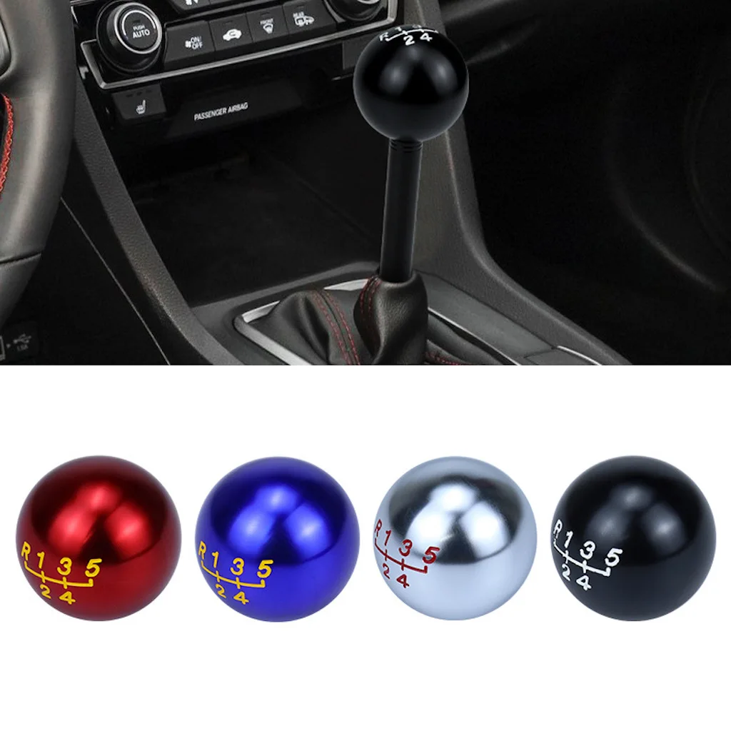 

5 Speed Universal Aluminium Gear Shift Knob Ball Shape Manual Automatic Transmission Shifter Head Lever AT MT Car Accessories