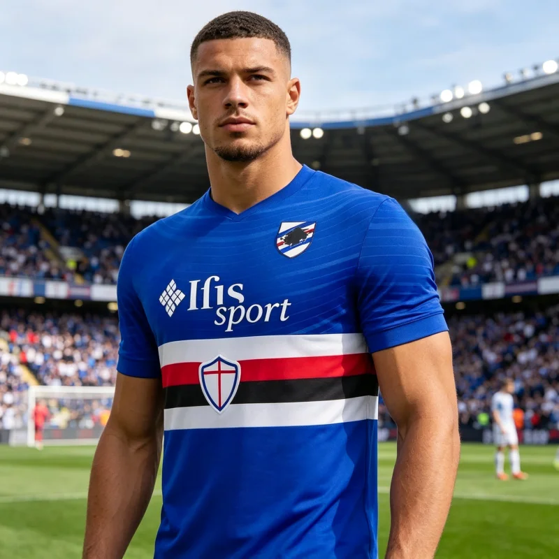 2026 Neuerscheinung Italienischer Stil UC Sampdoria Heißes Fußballtrikot Sportliches Freizeit-T-Shirt für Erwachsene und Kinder Unisex Y2K Familien-Kinder-T-Shirts