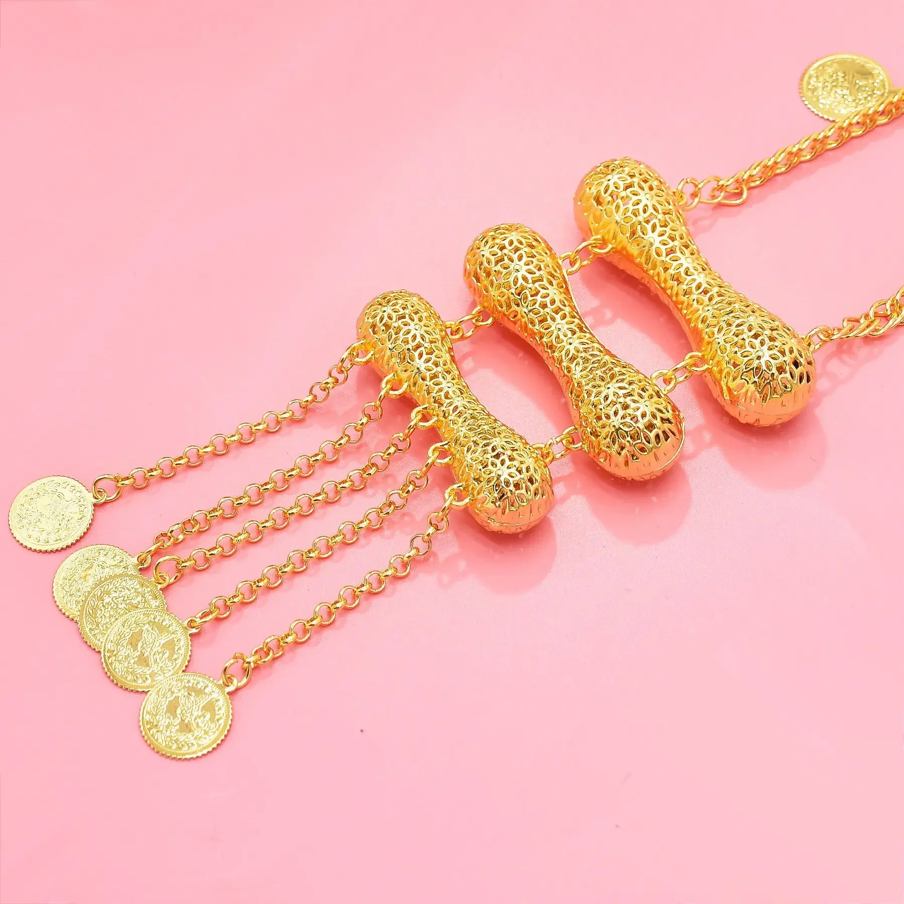 Long Chain Jewelry Necklace for Bridal Ethnic Kurdish Wedding