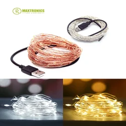 Free Shipping 1m/2m/3m/5m LED Lights String Color Lights USB Copper Cable Lights for Wedding Decorative party Fairy Star Lights