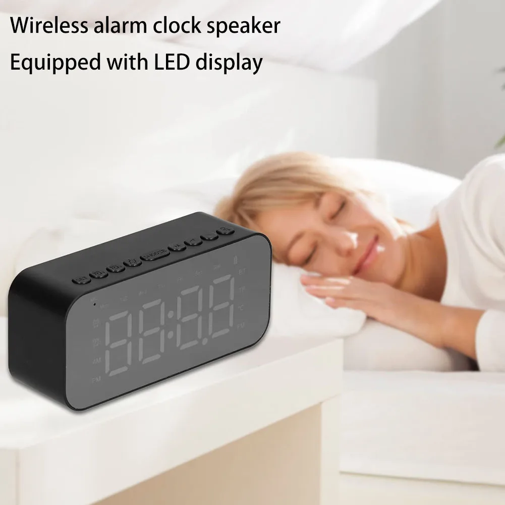 Wireless BT Speaker Digital Alarm Clock LED Display Sound Machine Alarm Clock for Bedroom Home Office Decoration