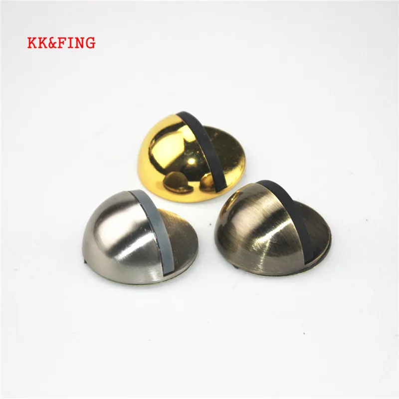 Door Stopper 1PCS 43mm Zinc alloy Casting Floor-mounted APS Satin Chrome Half Moon Wood Holder Hardware