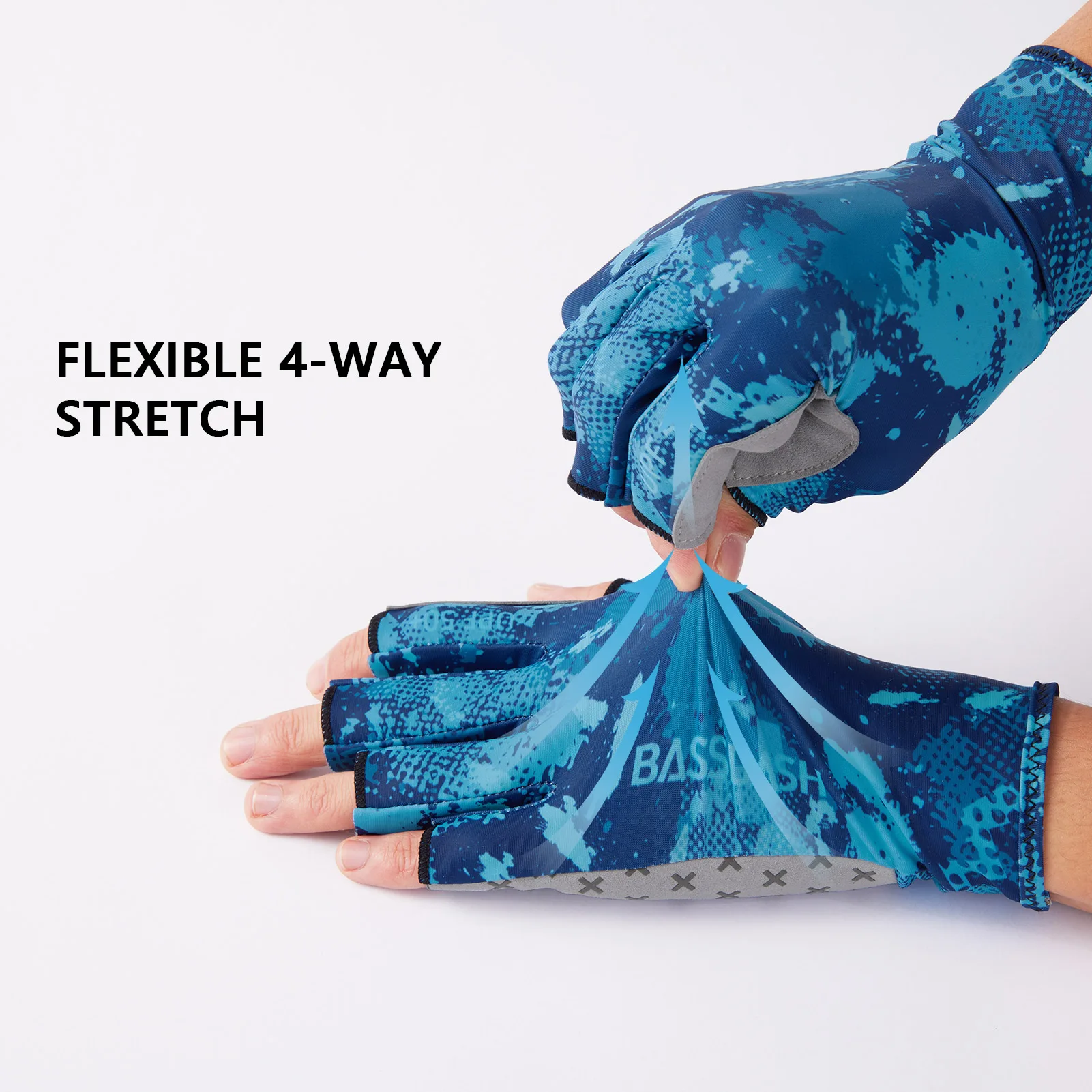 BASSDASH 3/4 Finger UPF 50+ Sun Gloves Breathable Anti-Slip Silicone Palm for Men Women Fishing Fingerless Cycling Running