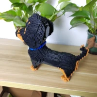 KNEW BUILT Dachshund Dog Model Micro Mini Building Blocks Set Educational Recreation Toys Pet Lover Gift Decoration Bricks 2