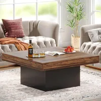 Coffee Table Square LED Coffee Table Engineered Wood Low Coffee Table 1