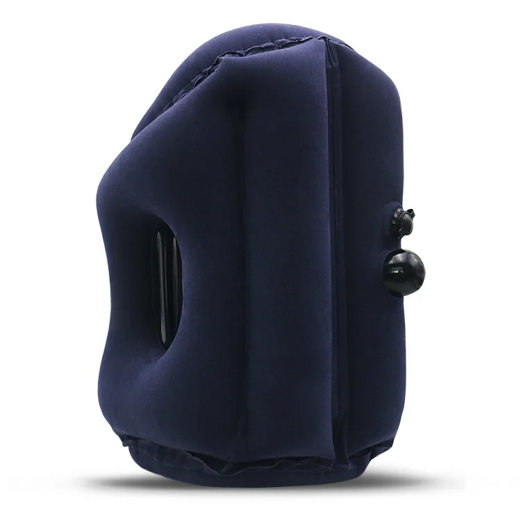 Flocking Sleeping Pillow Inflatable Pillow Waist Cushion Travel Abroad Portable Long Distance Aircraft Lunch Rest Pillow 3