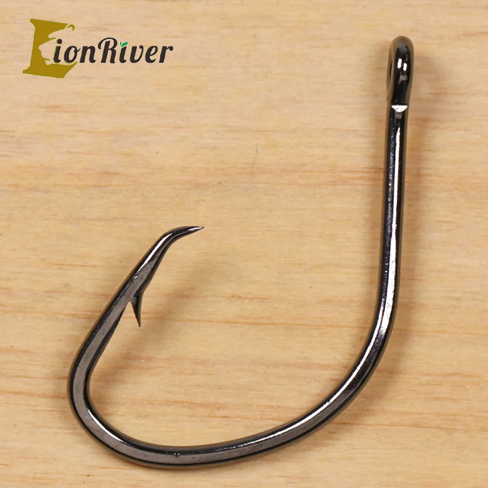 LIONRIVER High Carbon Steel Super Sharp Fishhooks Barbed Offset