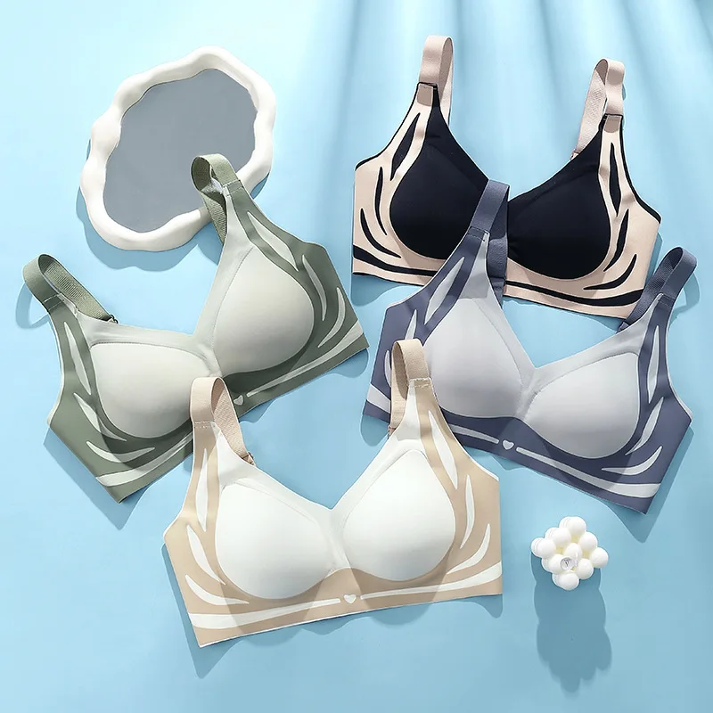 Comfort Push Up Bra Women Non Wired Anti Sagging Seamless Underwear Lift Adjustable Straps Soft Everyday Bralette 1