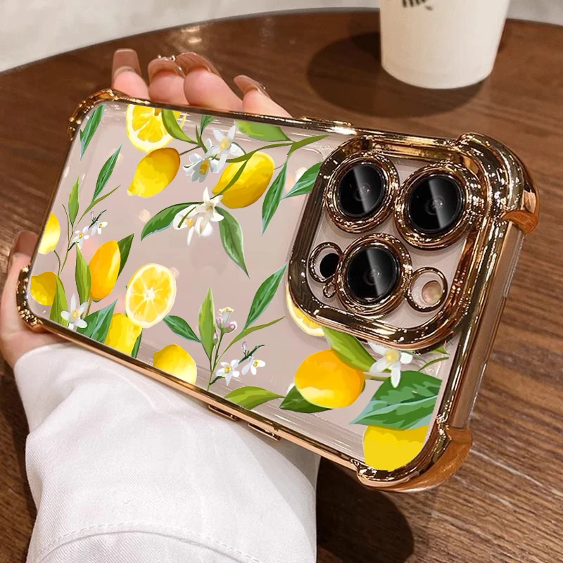 Summer Lemon Shockproof Phone Case - Full Protection with Stylish Plating Design