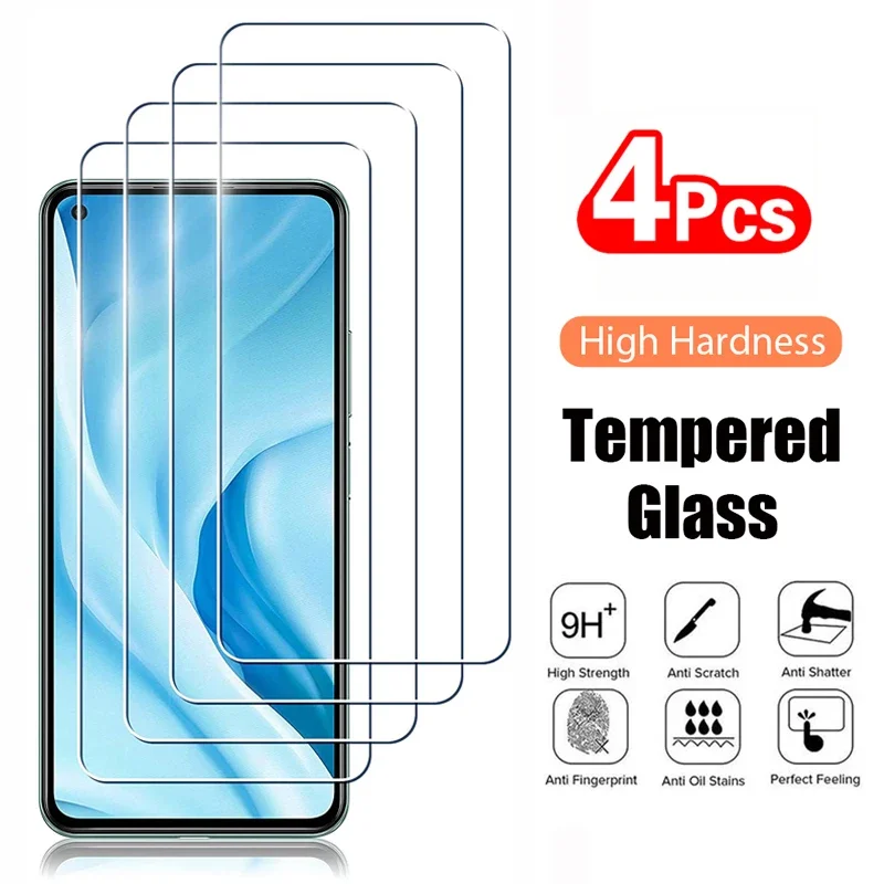 

4PCS Tempered Glass for Xiaomi Mi 10 11 Lite 10T 11T Pro 13T 14 9T 9 8 Pro SE Screen Protector Mi A1 A2 A3 Mi 6 5S Glass