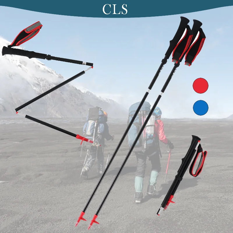 

2Pcs Climbing Walking Stick Outdoor 4-Section Folding Trekking Poles Telescopic Ultralight Camping Trail Running Hiking Canes