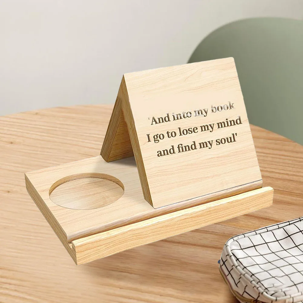 

Luxury Wooden Triangle Book Rest Book Stand Storage Holder Book Holder With Coffee Drink Holder For Living Room
